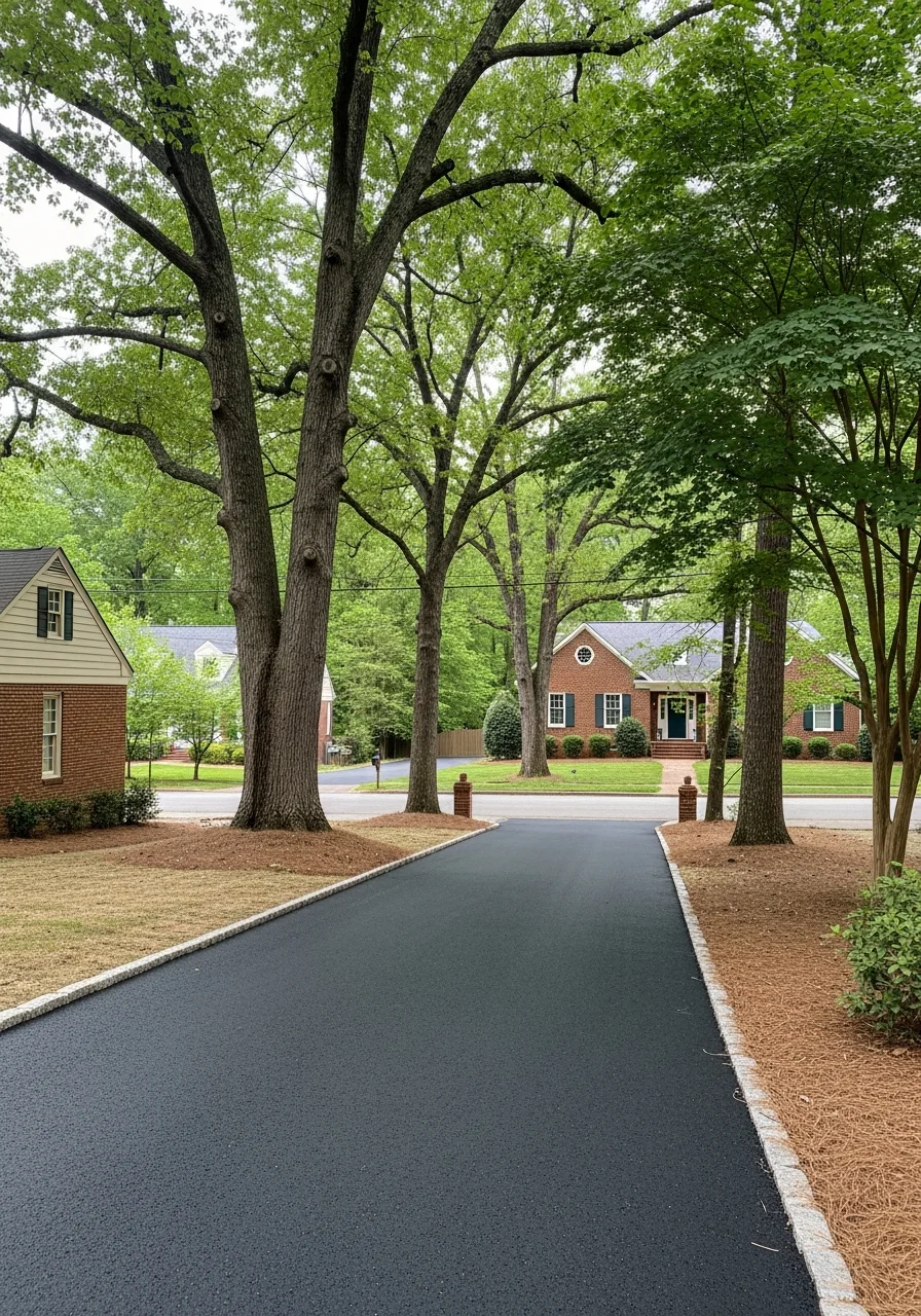 Durham residential neighborhood with varied home styles and mature trees.
